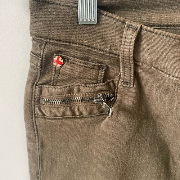 Hudson, 26, Spark Midrise Super Skinny, Olive army green denim stretch jeans - Picture 3 of 6